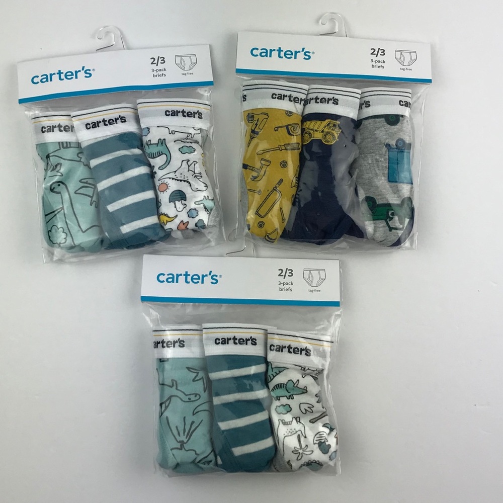9 Pairs Carter's Briefs Boy's Size 2-3